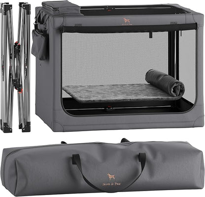 Noah & Paw Collapsible Dog Crate 42 Inch, XXL Dog Crate for XXL, XL, Large Breeds, Travel Kennel for Car, Includes Pet Mat for Pet Cage, 2 Storage Pockets, Handbag, 10mm Locking Zippers 42 * 31 * 31