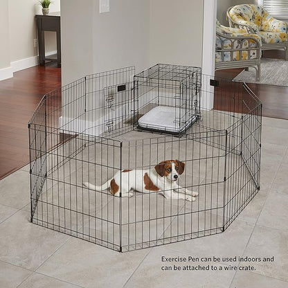 MidWest Homes for Pets Dog Exercise Pen & Playpen, 24" W x 24" H, No Door, Black