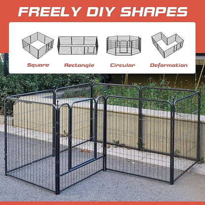 Dog Playpen,32/40/45 Inch Height in Heavy Duty, Folding Indoor Outdoor Anti-Rust Dog Exercise Fence, Portable Pet Playpen with Door for Large Medium Small Dogs and Pet (8 Panels, 32 Inch) Silver