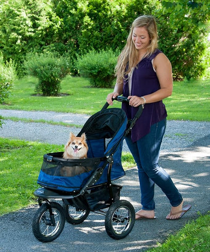 Pet Gear No-Zip Jogger Pet Stroller for Cats/Dogs, Zipperless Entry, Airless Tires, Easy One-Hand Fold, Cup Holder + Storage Basket