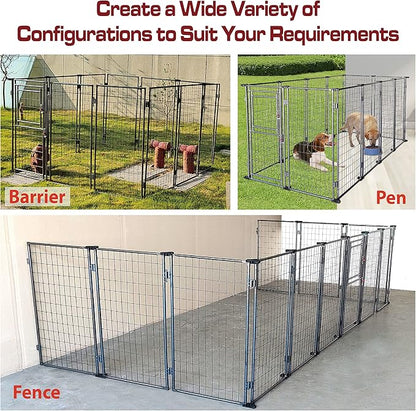 8'*4'*5' Dog Kennel Outdoor with Roof Cover for Large Dogs Heavy Duty Dog Fence Welded Wire Catio Retriever Dog Playpen