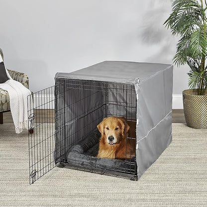 New World Dog Crate Comfort Kit by, Matching Dog Crate Cover & Dog Bed to Make Your Dogs Crate Their Home, Compatible with Midwest Homes for Pets & New World Dog Crates, Fits 42-Inch Dog Crate, Gray
