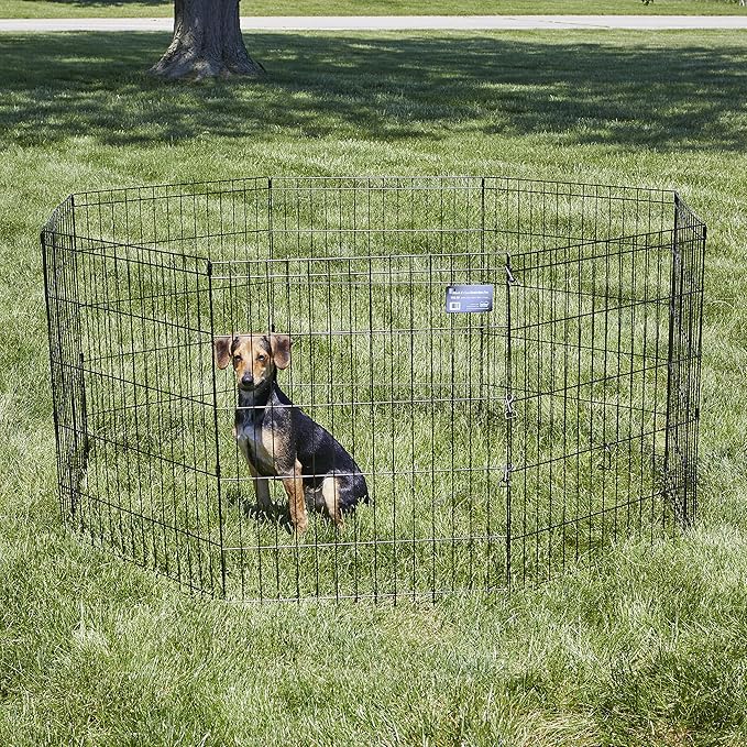 MidWest Homes for Pets Dog Exercise Pen & Playpen, 24" W x 30" W, No Door, Black