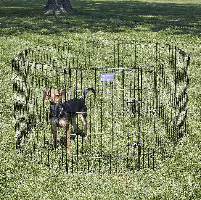 MidWest Homes for Pets Dog Exercise Pen & Playpen, 24" W x 30" W, with Door, Black