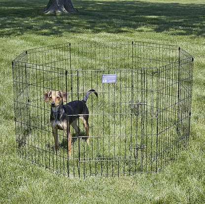 MidWest Homes for Pets Dog Exercise Pen & Playpen, 24" W x 30" W, with Door, Black