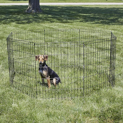 New World Dog Exercise Pen & Playpen, 24" W x 30" H, No Door, Black