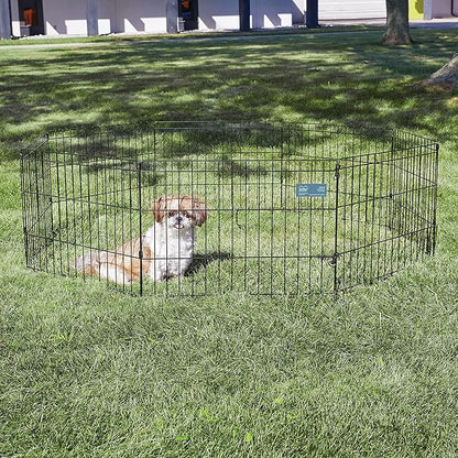 MidWest Homes for Pets Dog Exercise Pen & Playpen, 24" w X 18" H, No Door, Black