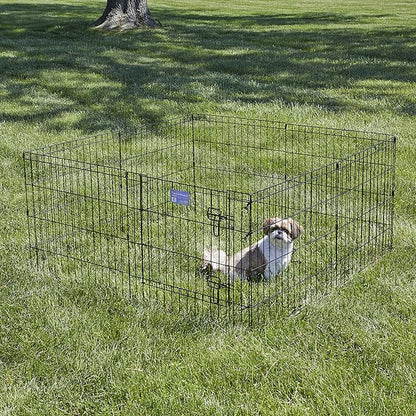 MidWest Homes for Pets Dog Exercise Pen & Playpen, 24" W x 24" H, with Door, Black