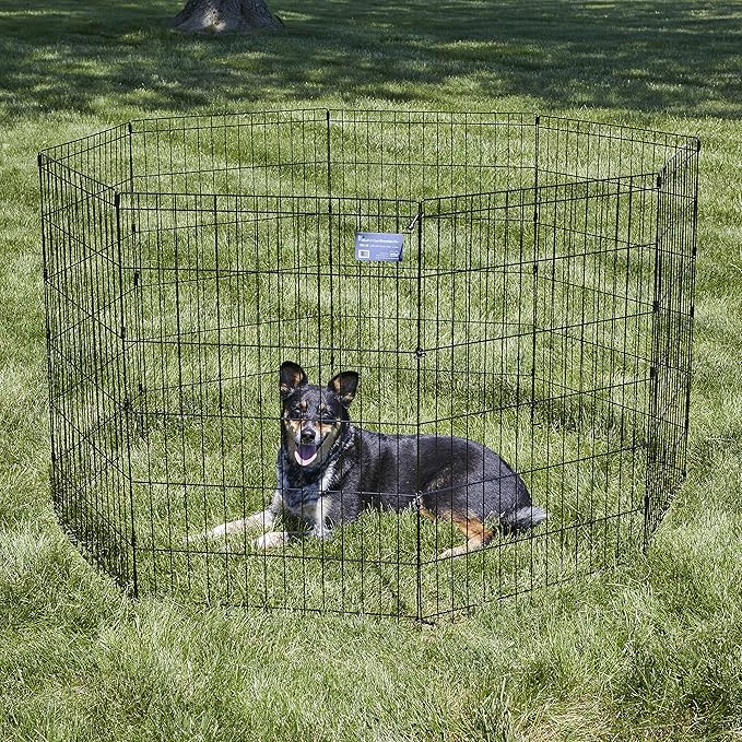 MidWest Homes for Pets Dog Exercise Pen & Playpen, 24" W x 36" H, No Door, Black