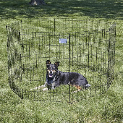 MidWest Homes for Pets Dog Exercise Pen & Playpen, 24" W x 36" H, No Door, Black